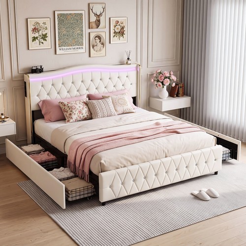 4ft6 upholstered double bed - upholstered,